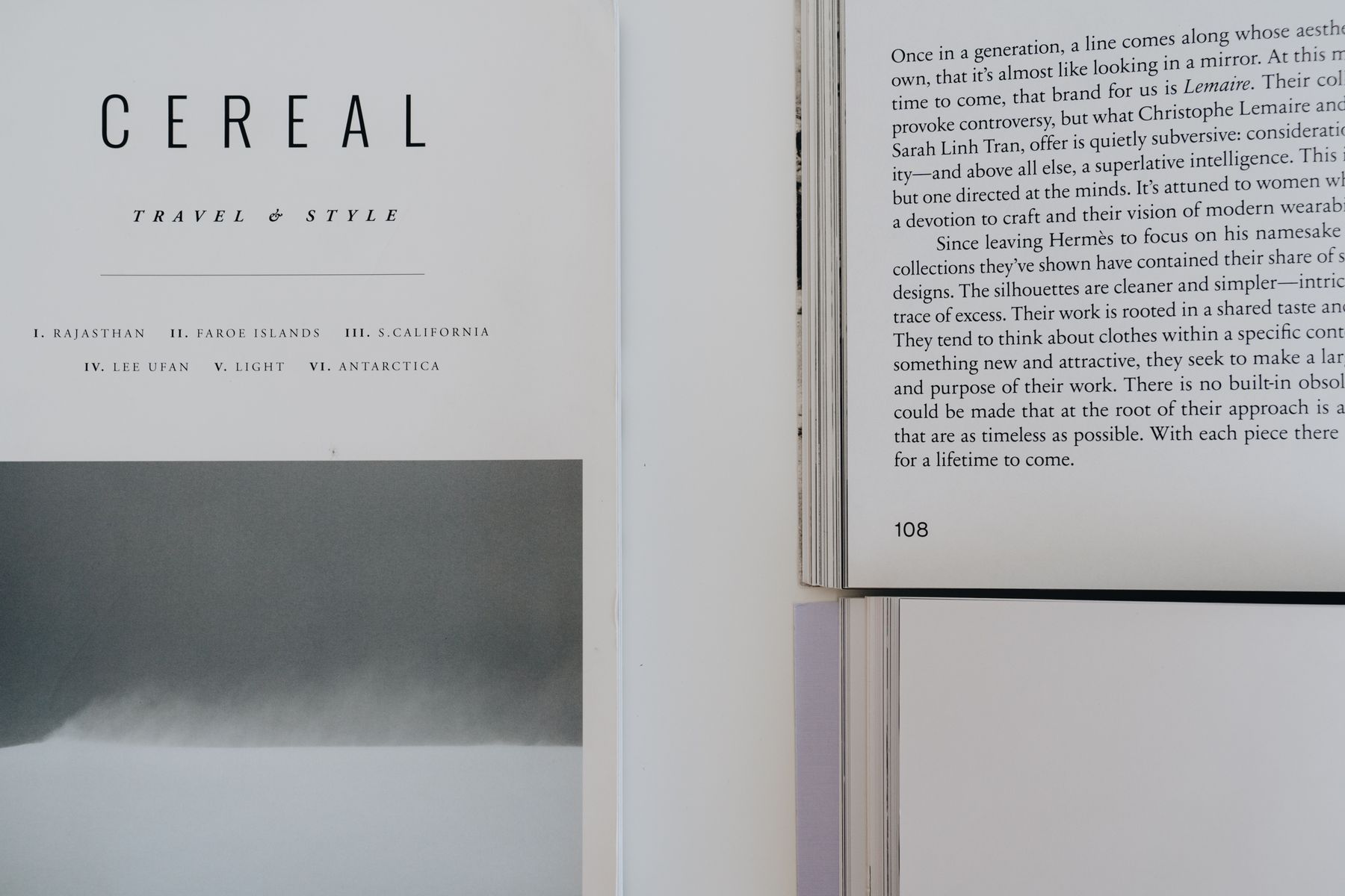 An open book showing a typeset spread with a title page on the left and justified body text with a folio number on the right